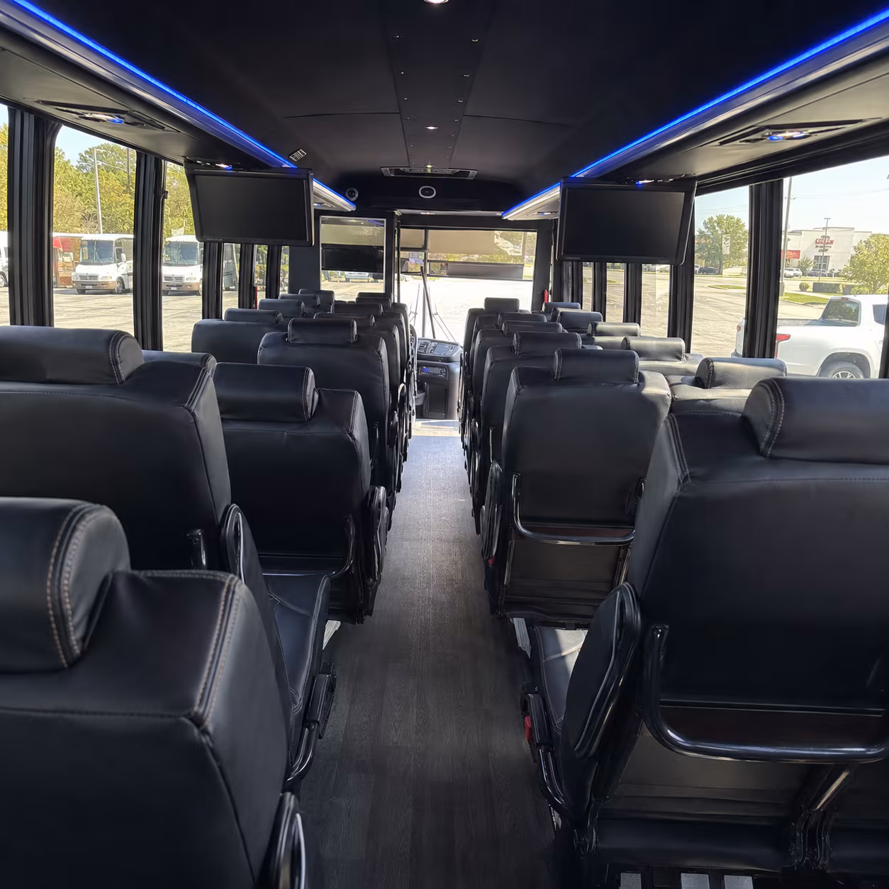 compton 25 passenger minibus inside