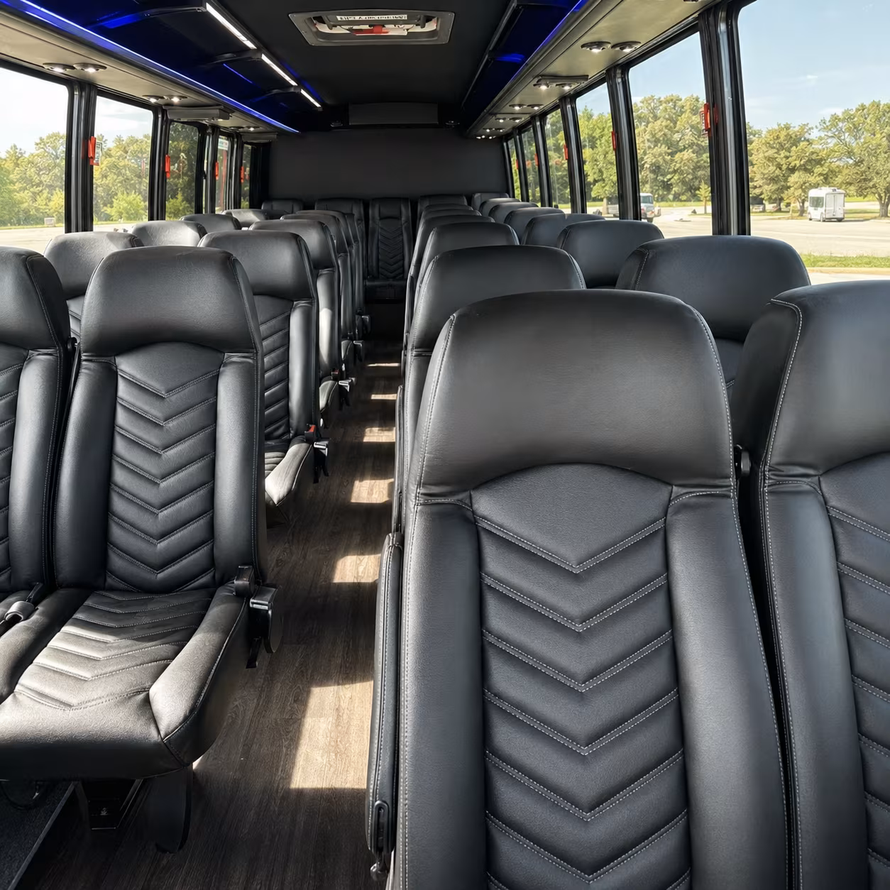 compton 28 passenger minibus inside