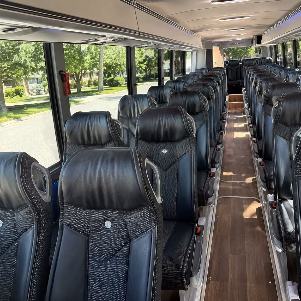 compton 40 passenger charter bus inside