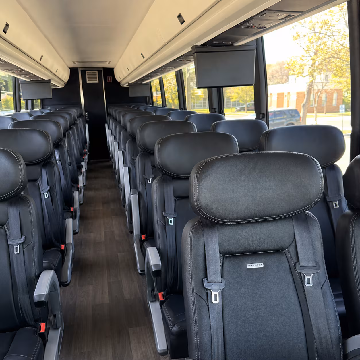compton 45 passenger charter bus inside