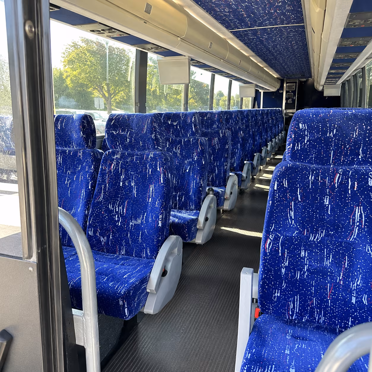 compton 50 passenger charter bus inside